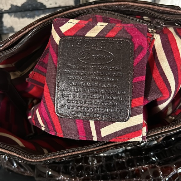 Brighton Patent Crocodile Vintage Croc Embossed Purse Brown Leather Shoulder Bag - Picture 8 of 14